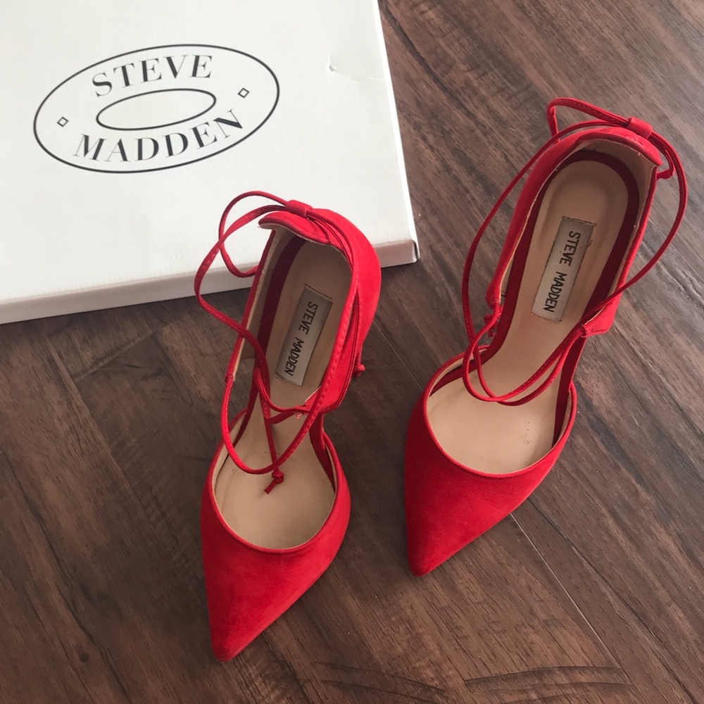 Steve Madden Roebella Red Nubuck Heels
